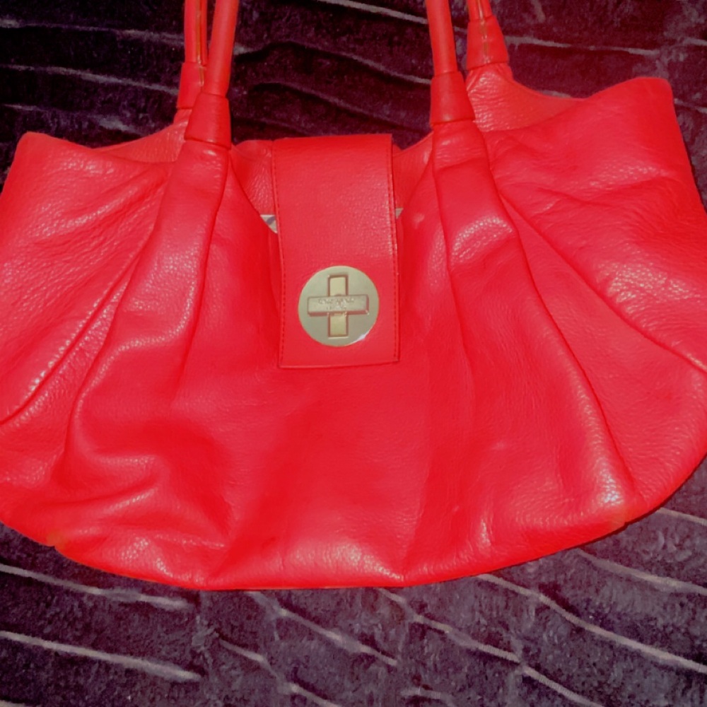 Kate Spade Bexley Stevie Style Red Shoulder Bag with Gold Medallion